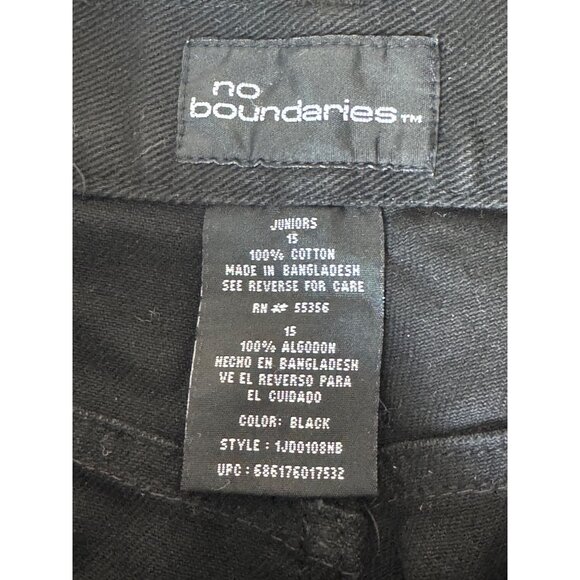 No Boundaries womens size 15  Juniors Black Capri Pants With Leopard Print Cuff - Picture 12 of 16